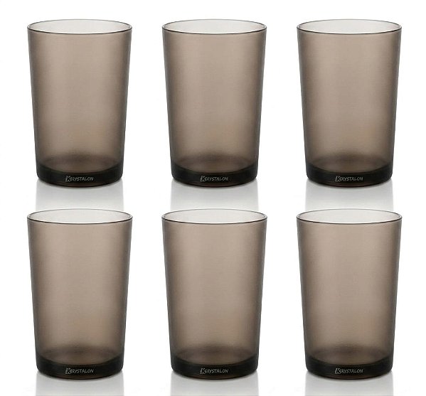 Kit 6 Copos Policarbonato Fumê 200ml