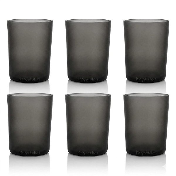 Kit 6 Copos Policarbonato Fumê 320ml