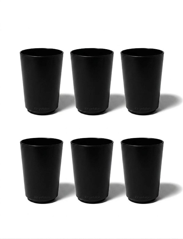 Kit 6 Copos Policarbonato Preto 200ml