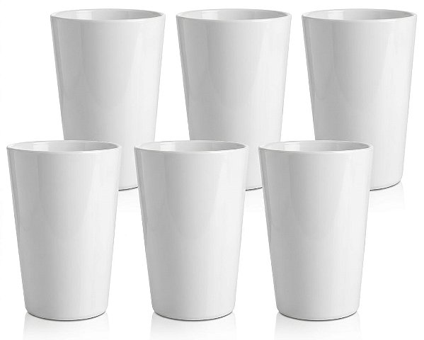 Kit 6 Copos Acrílicos Branco 360ml