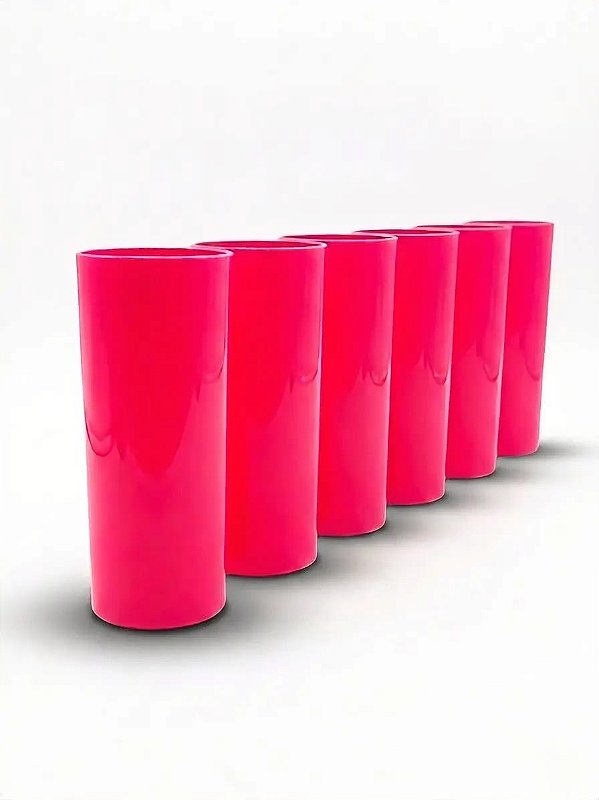 Kit 6 Copos Long Drink Acrílico Rosa 320ml