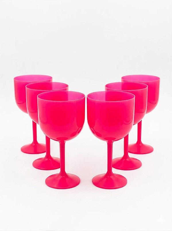 Kit 6 Taças Gin Acrílicas Rosa 550ml