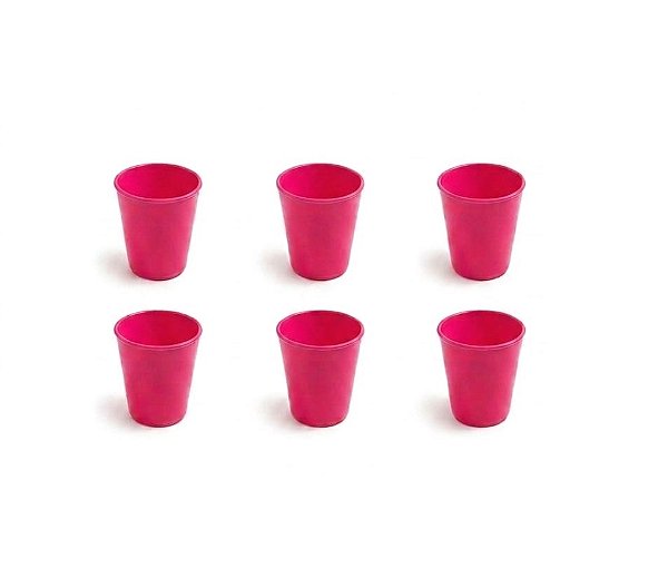 Kit 6 Copos Shot Acrílico Rosa Pink 70ml