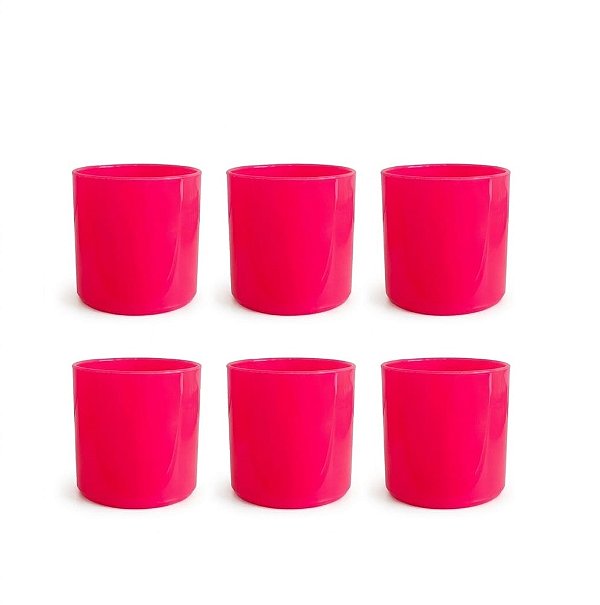 Kit 6 Copos Acrílicos Rosa Pink 320ml