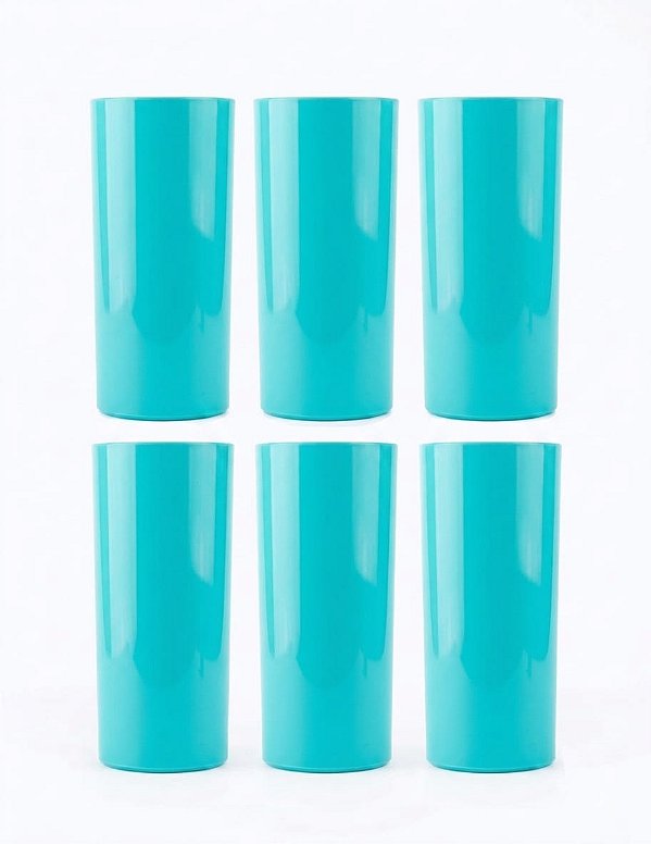 Kit 6 Copos Long Drink Acrílico Azul Tiffany 320ml