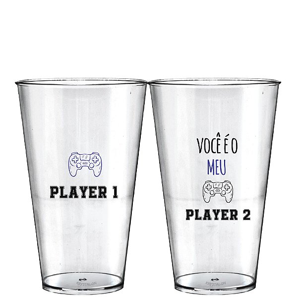 Kit 2 Copo Big Drink 550ml - Dias dos Namorados - Player 1 e Player 2