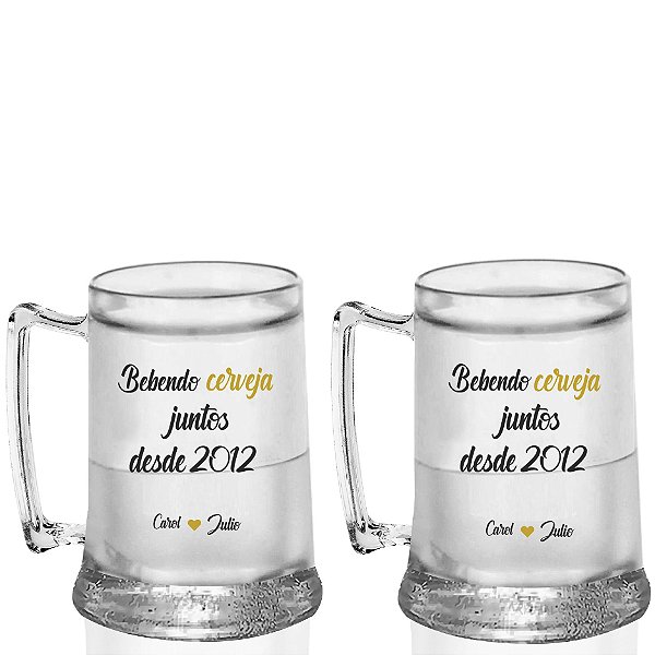 Kit 2 Canecas Gel 400ml - Dias dos Namorados - Bebendo Cerveja Juntos