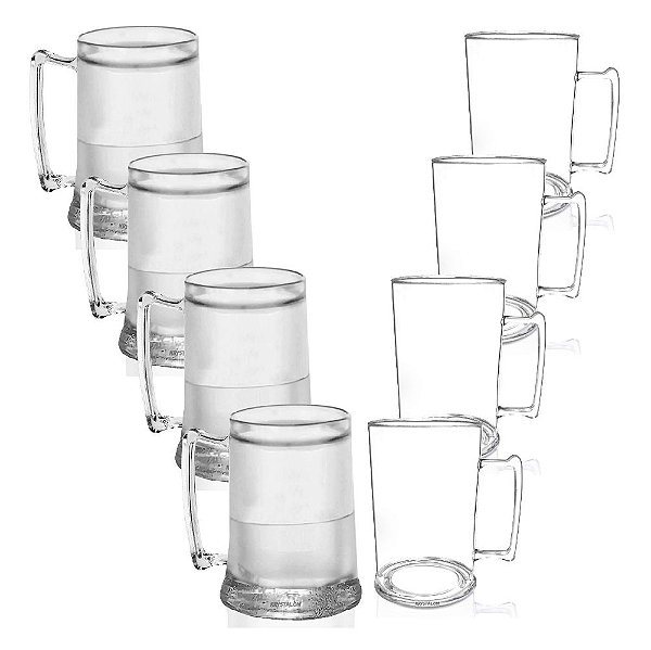 Kit Caneca de Acrilico Chopp (4 Canecas Gel Congelante e 4 Canecas de Chopp )