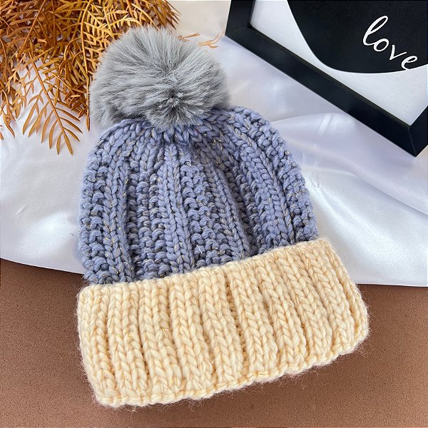 Touca Gorro Pompom Grossa Brilho