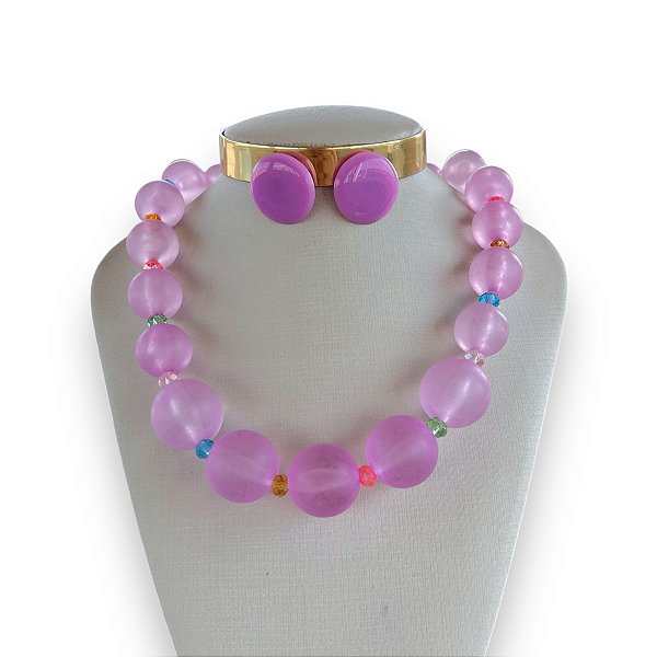 Conjunto Brinco & Colar Esferas