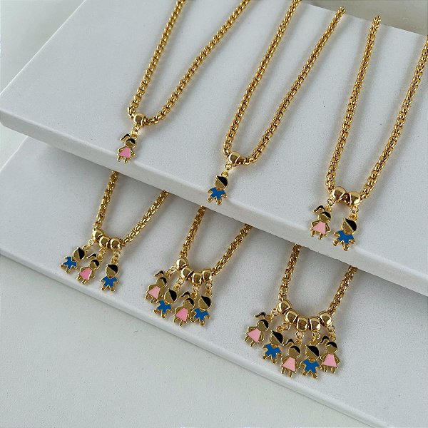 Colar Folheado Ouro 18k Correntaria Filhos