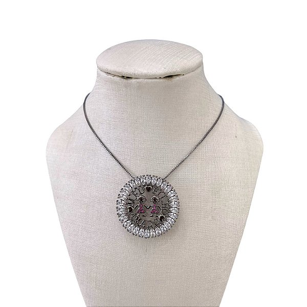 Colar Folheado Ródio Negro 2 Filhas Mandala