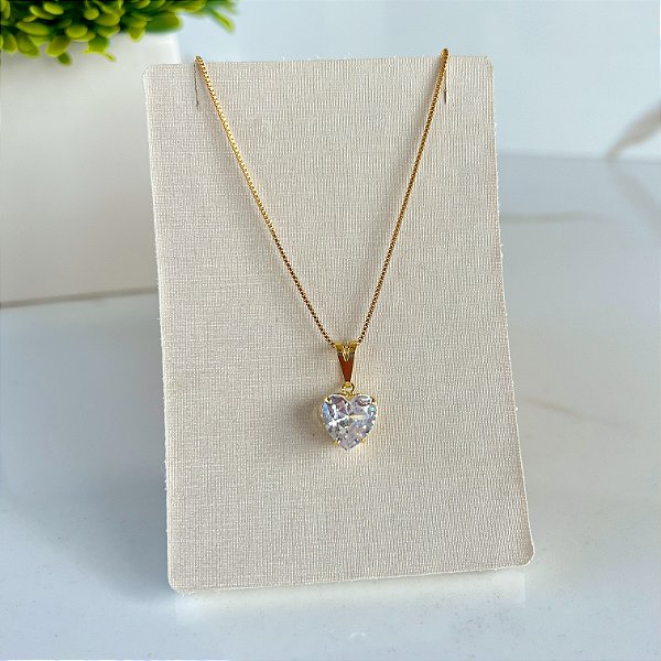 Colar Folheado Ouro 18k Ponto de Luz  Coração
