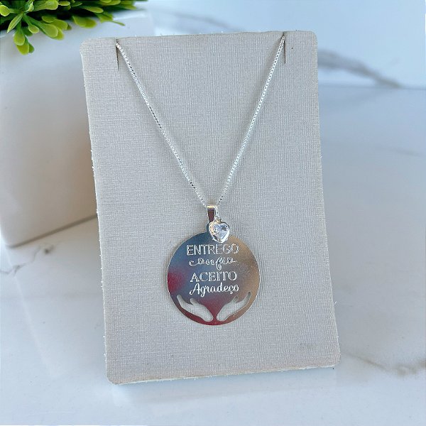 Colar Folheado Prata 925 Entrego Confio Aceito Agradeço