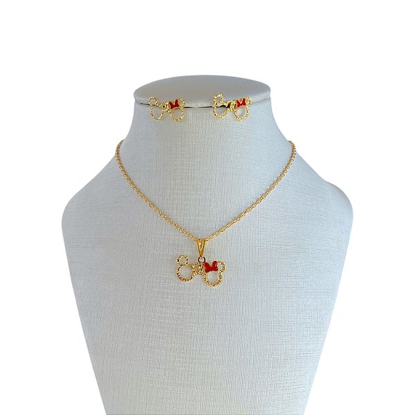 Conjunto Folheado Ouro 18k Infantil Disney