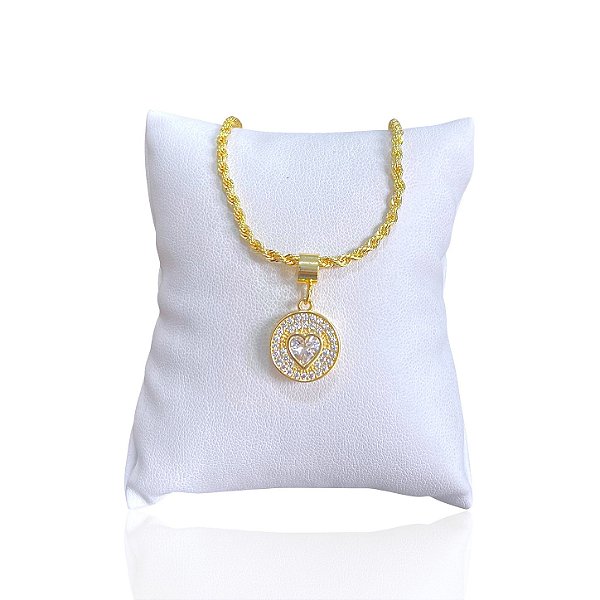 Pulseira Folheada Ouro 18k Cordão Baiano Mandala Coração