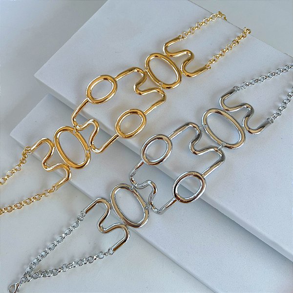 Choker Contemporânea Bijuteria Dourada e Prata