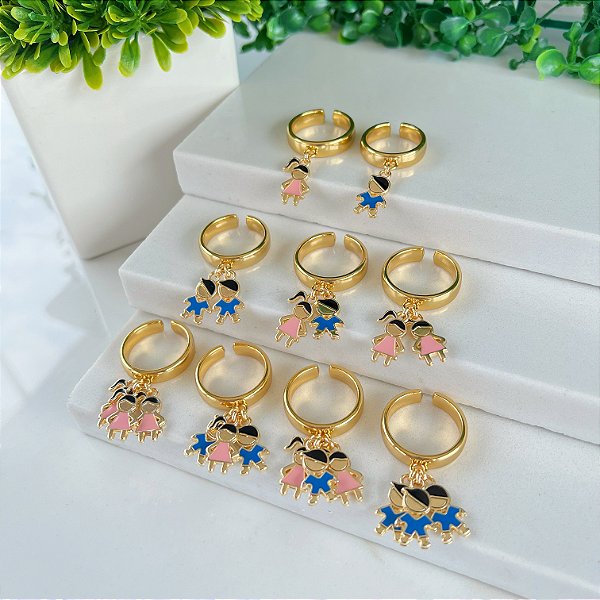 Anel Folheado Ouro 18k Filhos Personalizado Tamanhos 18 ao 22