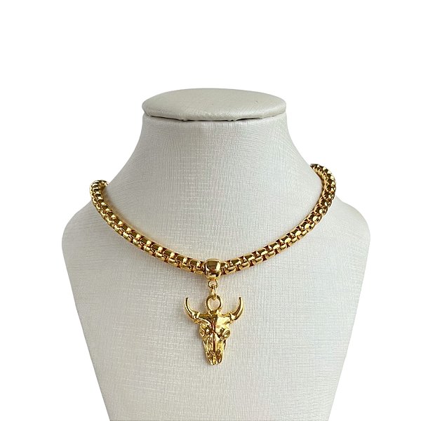 Colar Folheado Ouro 18k Correntaria Country Touro