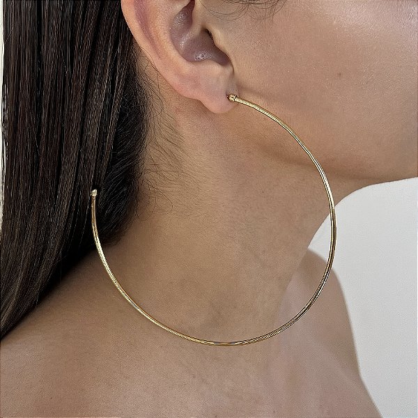 Brinco Folheado Ouro 18k e Prata 925 Argola Grande