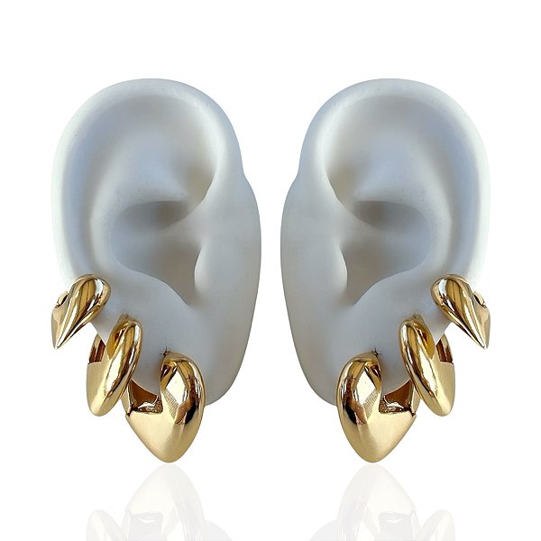 Trio Brincos Folheado Ouro 18k e Prata 925 Argolas Coração Abaulada