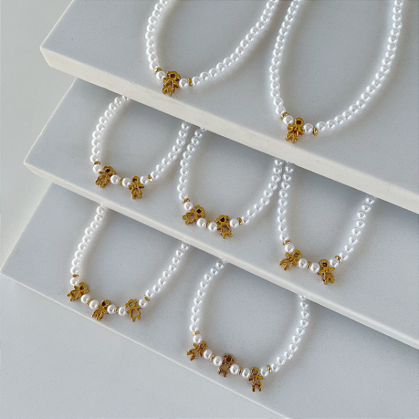 Colar Folheado Ouro 18k Pérolas Filhos