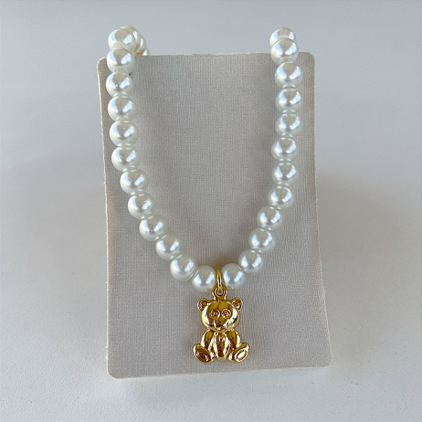 Colar Folheado Ouro 18k Pérolas Urso