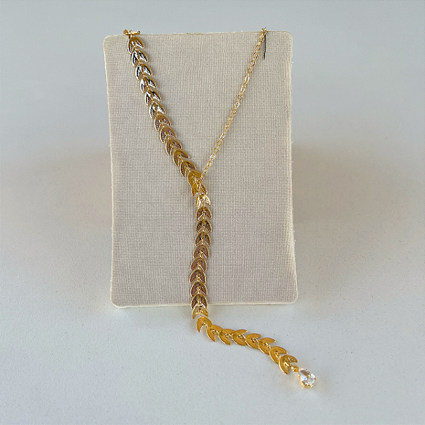Colar Folheado Ouro 18k Gravatinha Escama
