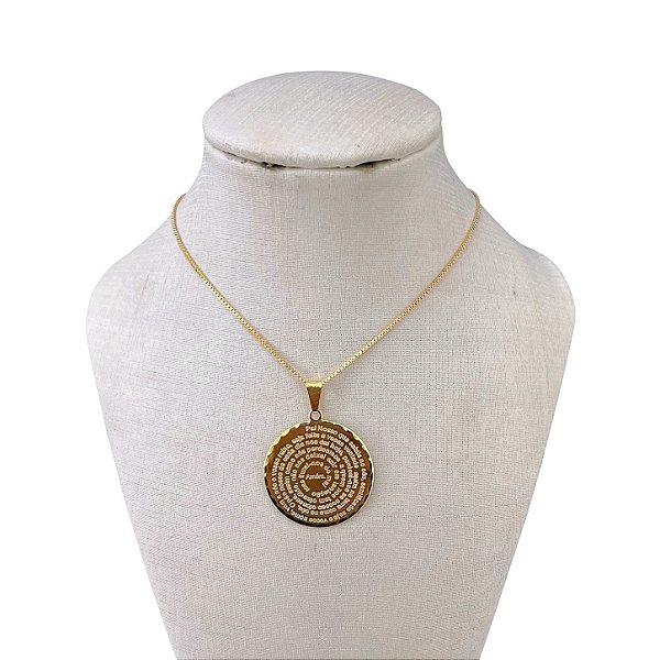 Colar Folheado Ouro 18k e Prata 925 Veneza Pai Nosso