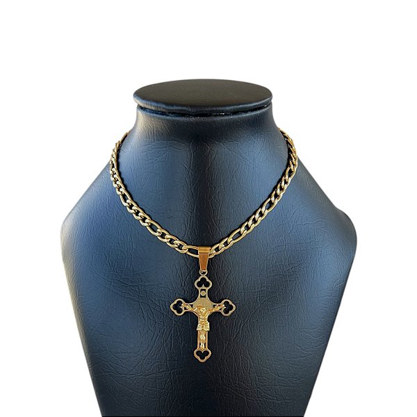 Corrente Masculina Aço Inoxidável Crucifixo