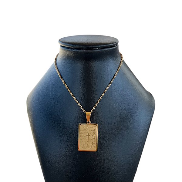 Corrente Masculina Aço Inoxidável Medalha Pai Nosso