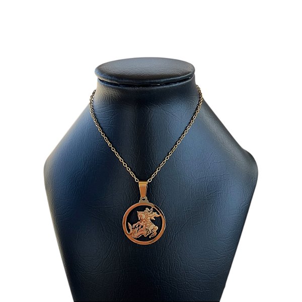 Corrente Masculina Aço Inoxidável Medalha São Jorge