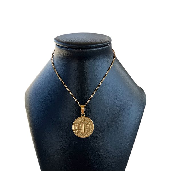 Corrente Masculina Aço Inoxidável Medalha São Bento