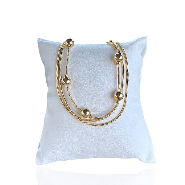 Pulseira Folheada Ouro 18k Bolinhas Tripla