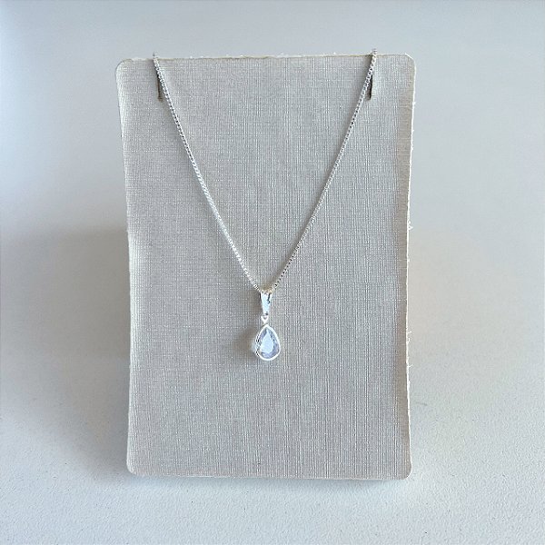 Colar Folheado Prata 925 Ponto de Luz Gota