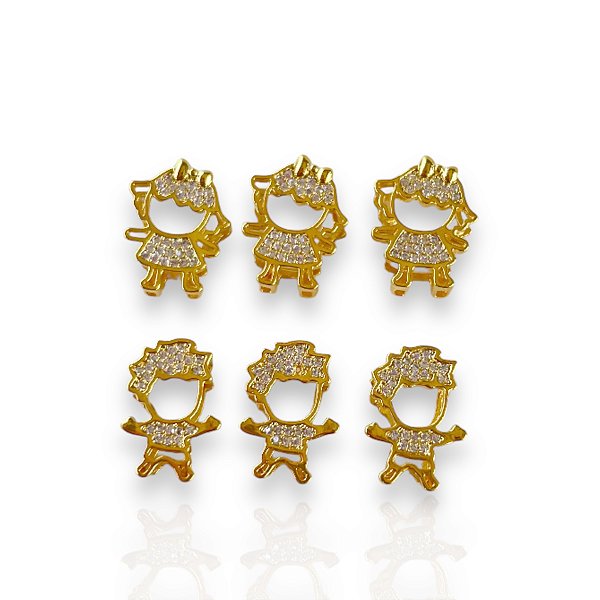 Pingente Folheado Ouro 18k Filhos Passante Cravejado