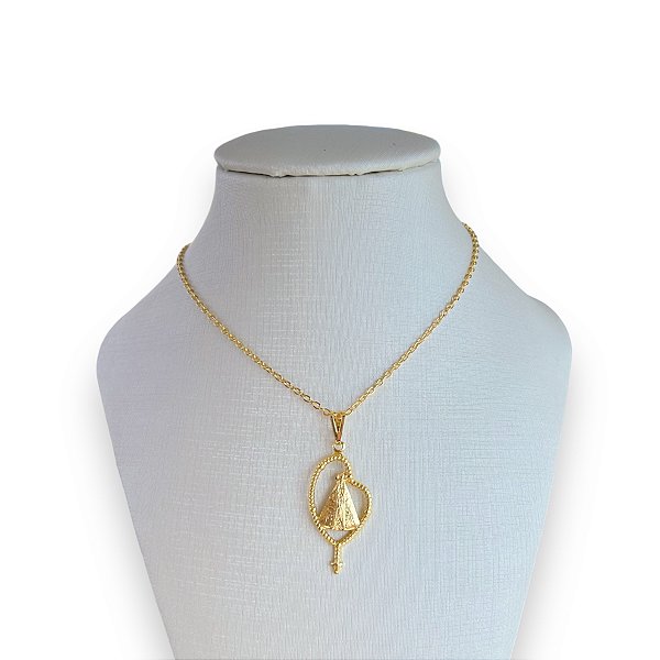 Colar Folheado Ouro 18k Nossa Senhora