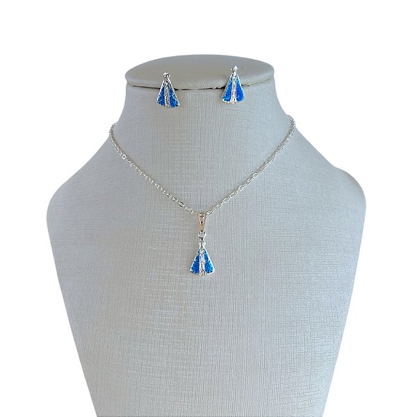 Conjunto Folheado Prata 925 Nossa Senhora Resinada