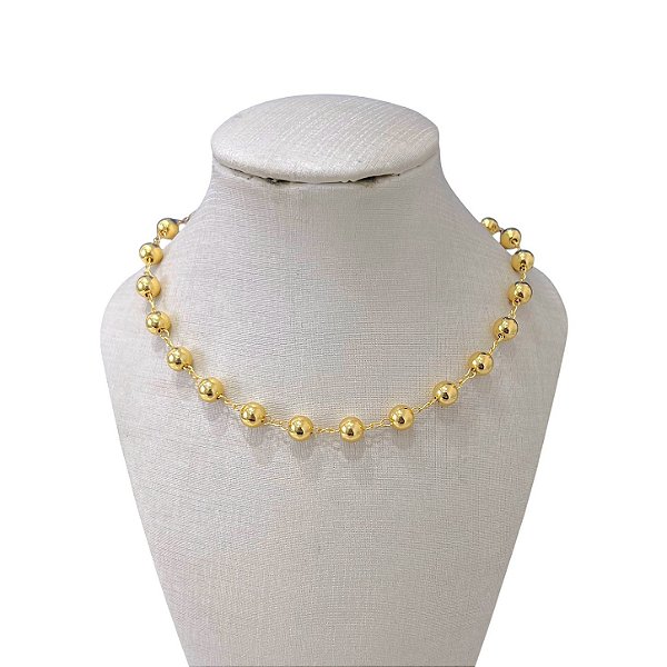 Choker Folheada Ouro 18k e Prata 925 Bolinhas