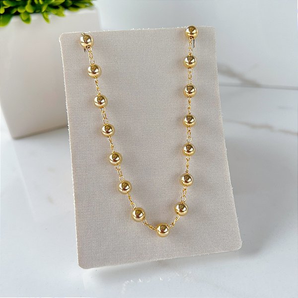 Choker Folheada Ouro 18k e Prata 925 Bolinhas