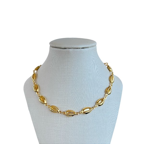 Choker Folheada Ouro 18k e Prata 925 Búzios