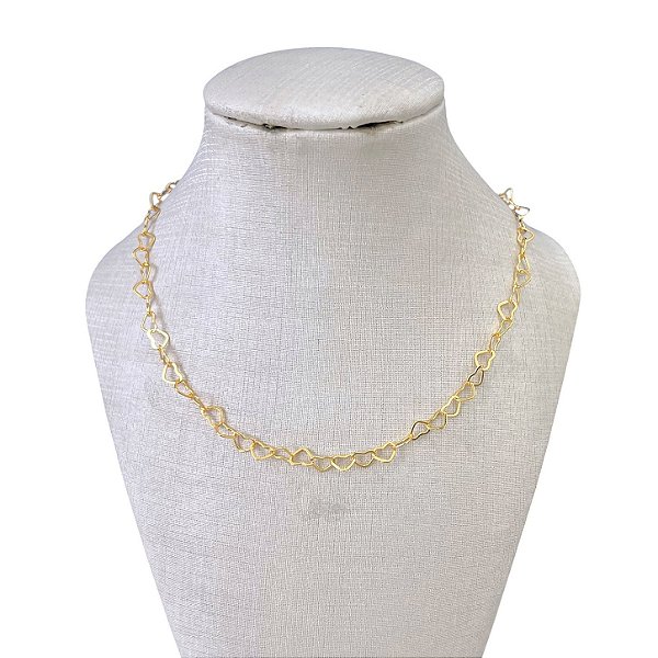 Choker Folheada Ouro 18k e Prata 925 Elos Corações