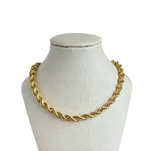 Choker Folheada Ouro 18k e Prata 925 Cordão Baiano Grosso