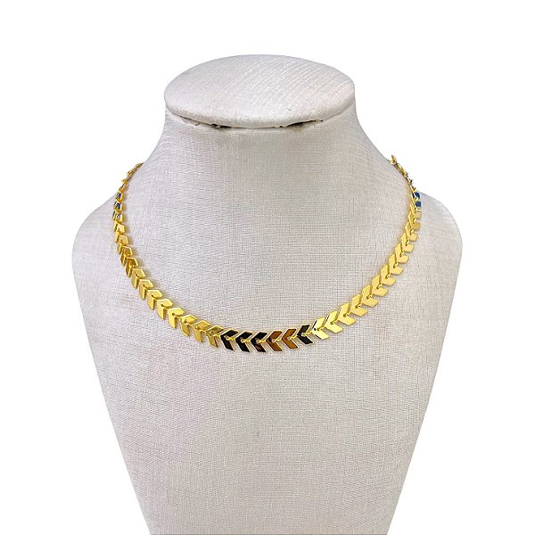 Choker Folheada Ouro 18k e Prata 925 Escamas