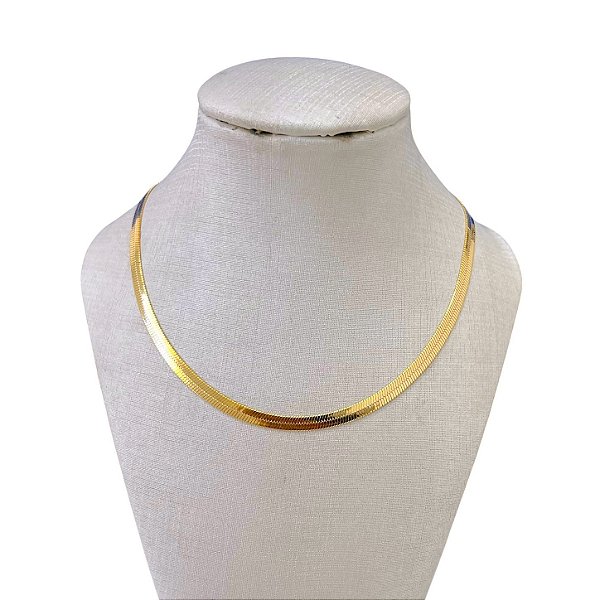 Choker Folheada Ouro 18k e Prata 925 Fita Laminada