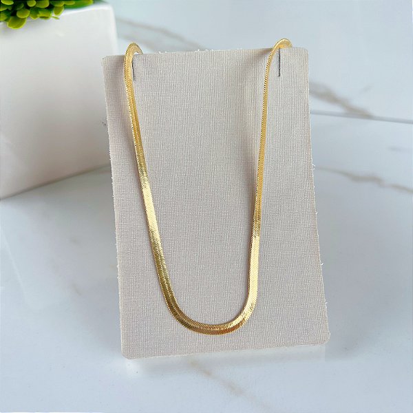 Choker Folheada Ouro 18k e Prata 925 Fita Laminada