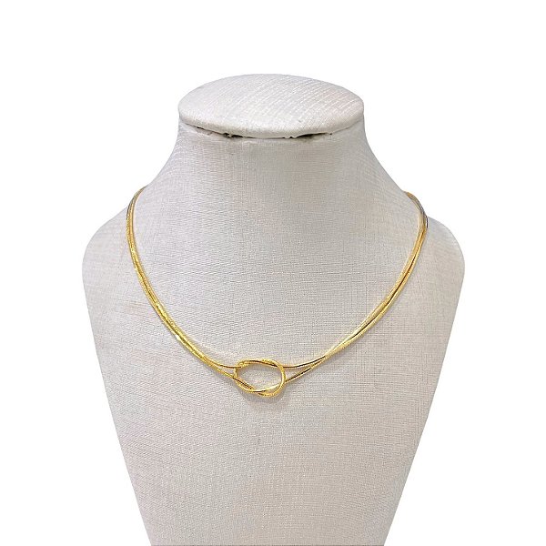 Choker Folheada Ouro 18k e Prata 925 Nó