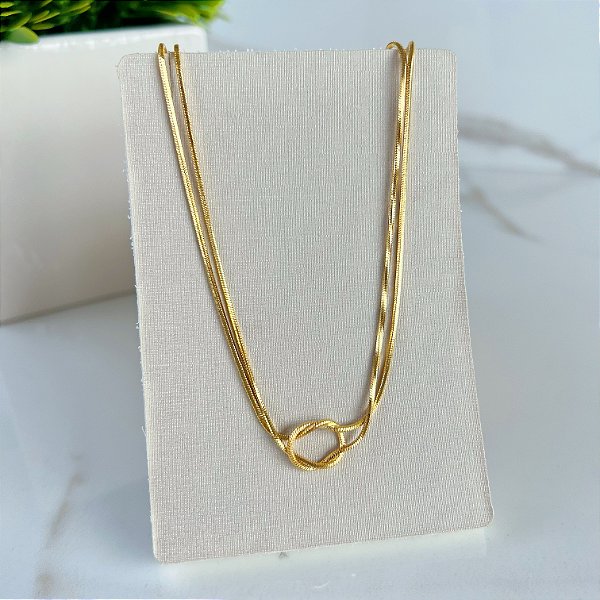 Choker Folheada Ouro 18k e Prata 925 Nó