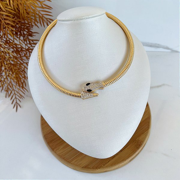Choker Serpente Malha Folheada