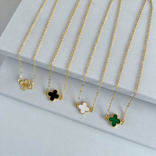 Choker Folheada Ouro 18k Trevo